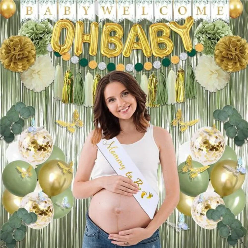 217 PCS Baby Shower Decorations Sage Green Neutral Party Supplies Banner Balloon